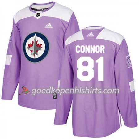 Winnipeg Jets Kyle Connor 81 Adidas 2017-2018 Purper Fights Cancer Practice Authentic Shirt - Mannen